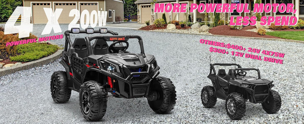 24V XL 2 Seater Ride on Toys Car, 2WD/4WD Switchable Off-Road  Battery Power, 3-Speed Remote Control