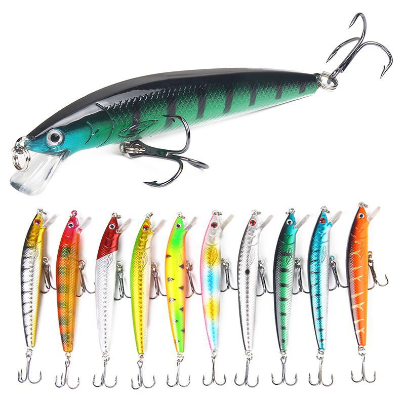 10Pcs Long Tail Minnow Fishing Lure 10cm 9g