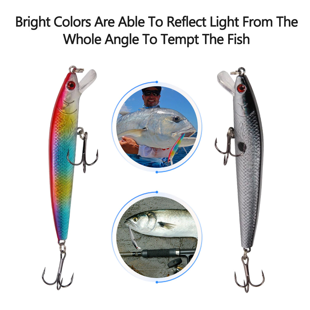 10Pcs Long Tail Minnow Fishing Lure 10cm 9g