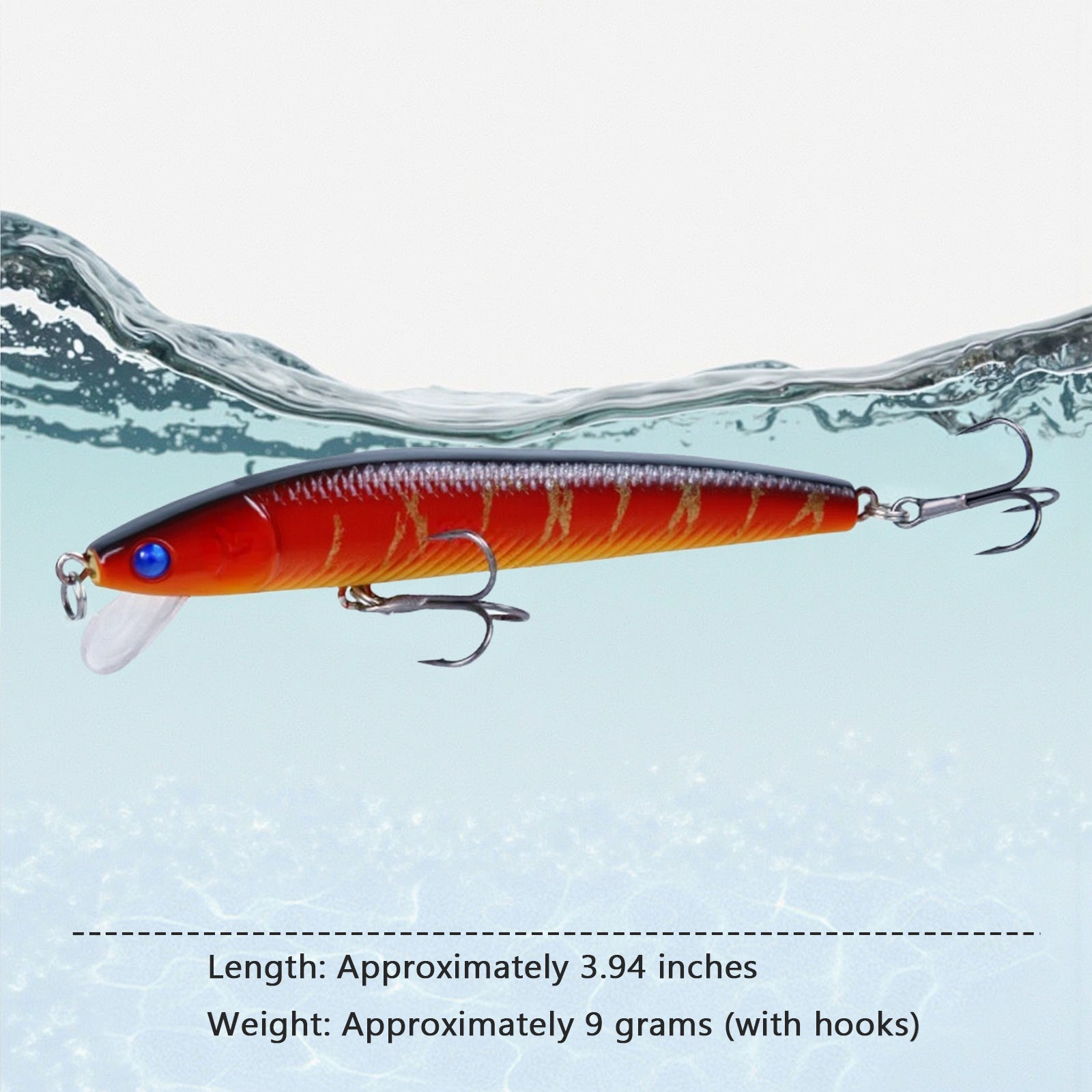 10Pcs Long Tail Minnow Fishing Lure 10cm 9g