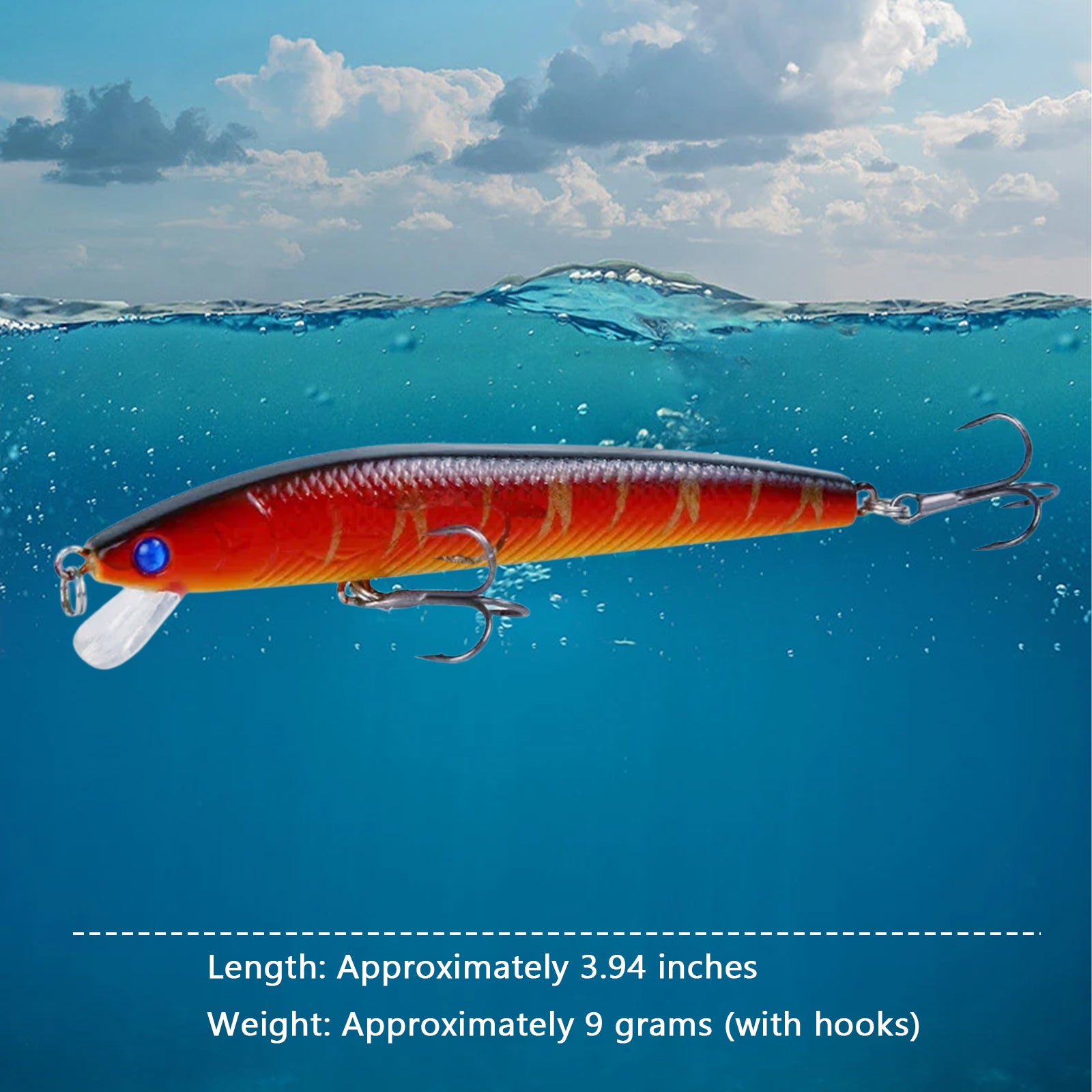 10Pcs Long Tail Minnow Fishing Lure 10cm 9g