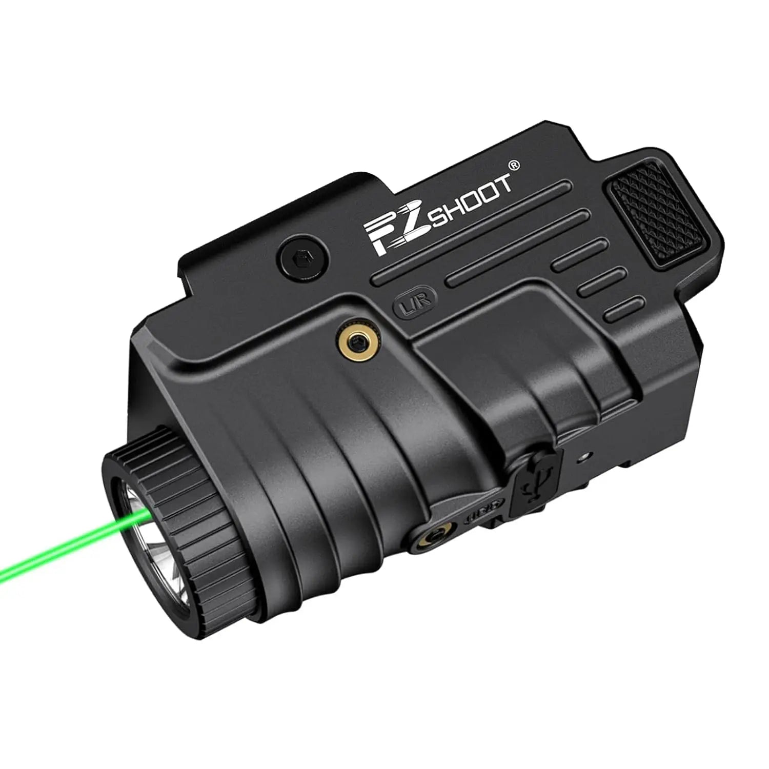 800 Lumens Pistol Light Green  Laser Combo Rechargeable Flashlight and Picatinny Rail