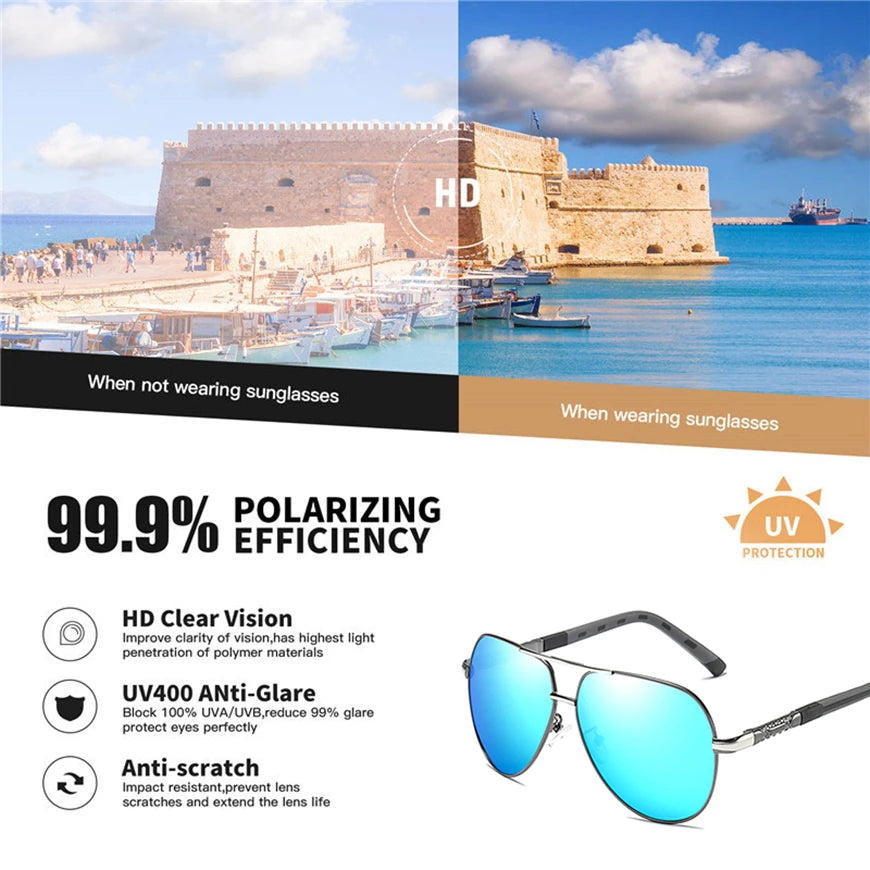 Aluminum Polarized Sunglasses  Driving Glasses Pilot Sun Glasses