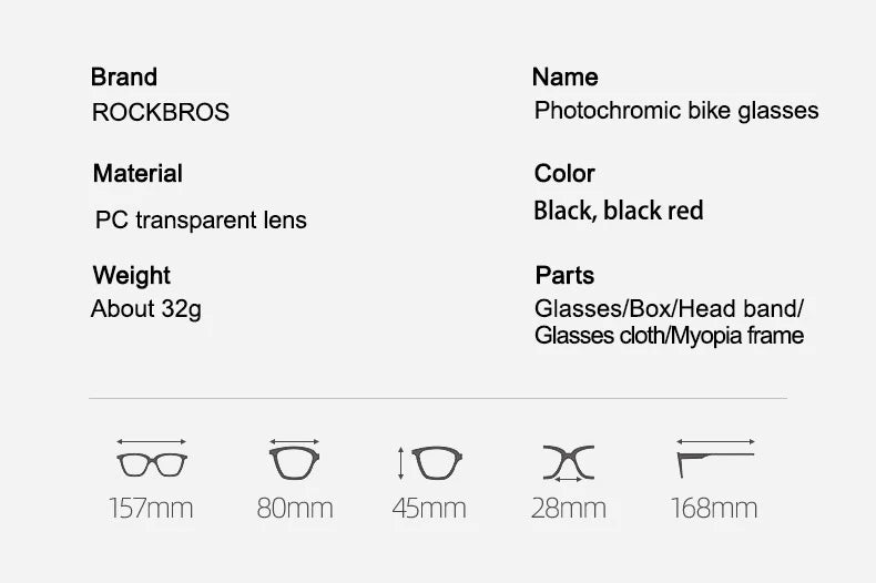 Photochromic Lens Outdoor Eyewear Goggles UV400 Sports Riding Cycling Sunglasses