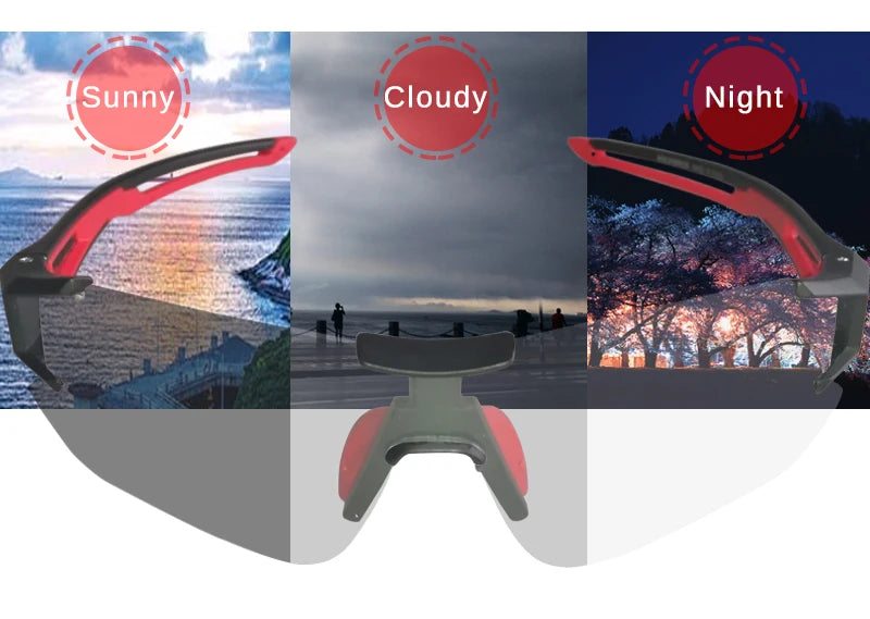 Photochromic Cycling Glasses UV400 Outdoors Sports Bicycle Sunglasses Frameless