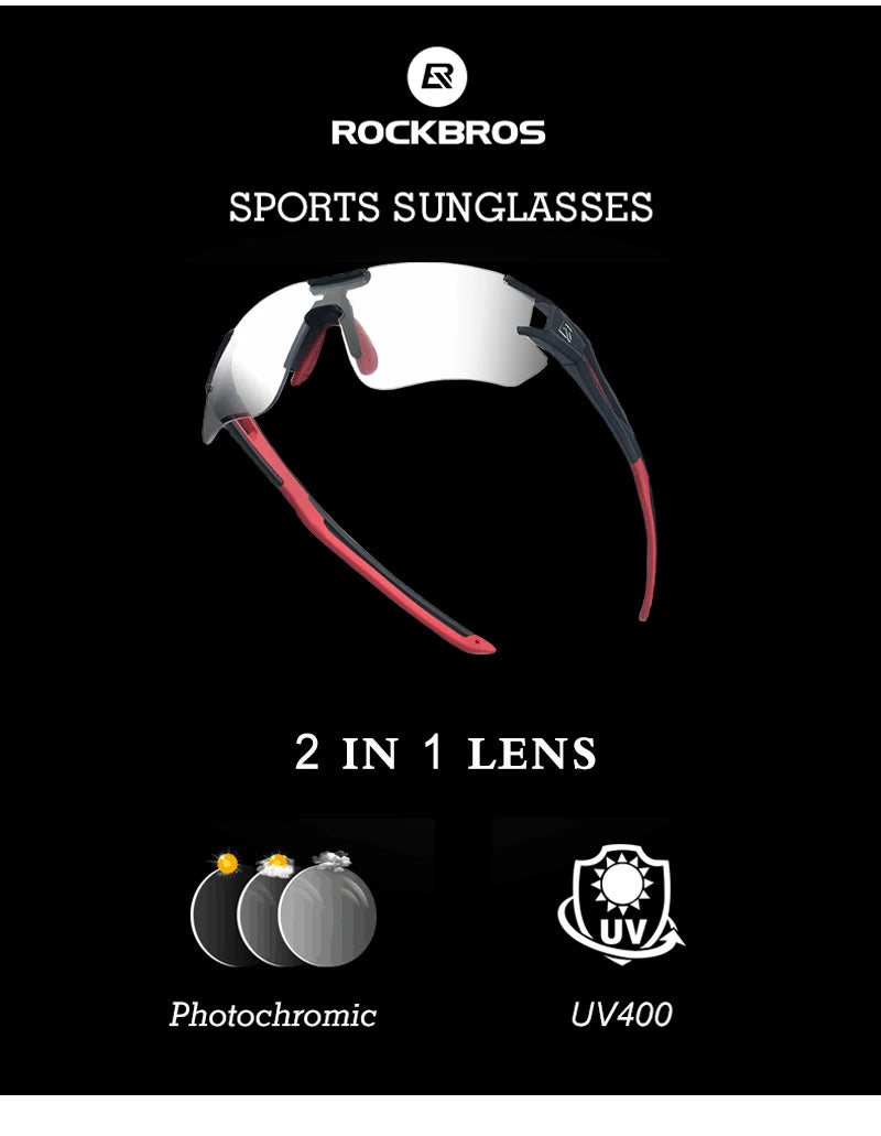Photochromic Cycling Glasses UV400 Outdoors Sports Bicycle Sunglasses Frameless