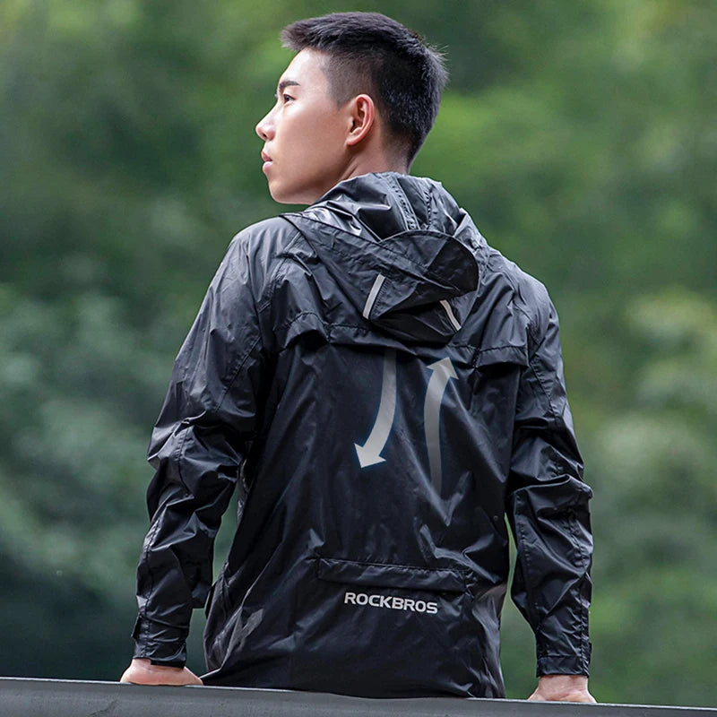 Waterproof Jacket Men Breathable Reflective Hooded Raincoat