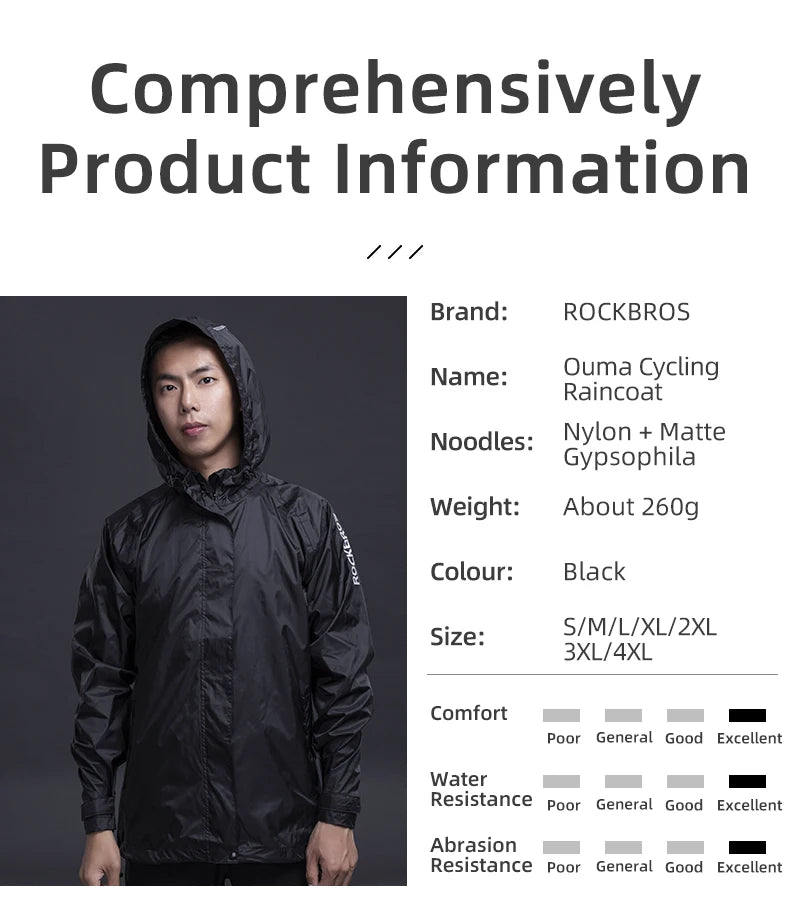 Waterproof Jacket Men Breathable Reflective Hooded Raincoat