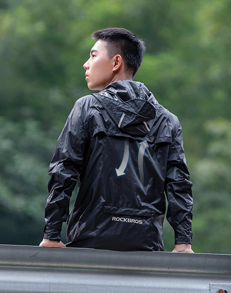 Waterproof Jacket Men Breathable Reflective Hooded Raincoat