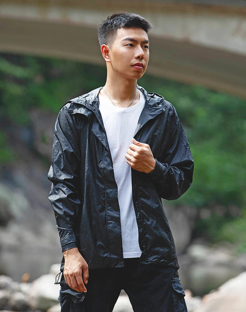 Waterproof Jacket Men Breathable Reflective Hooded Raincoat
