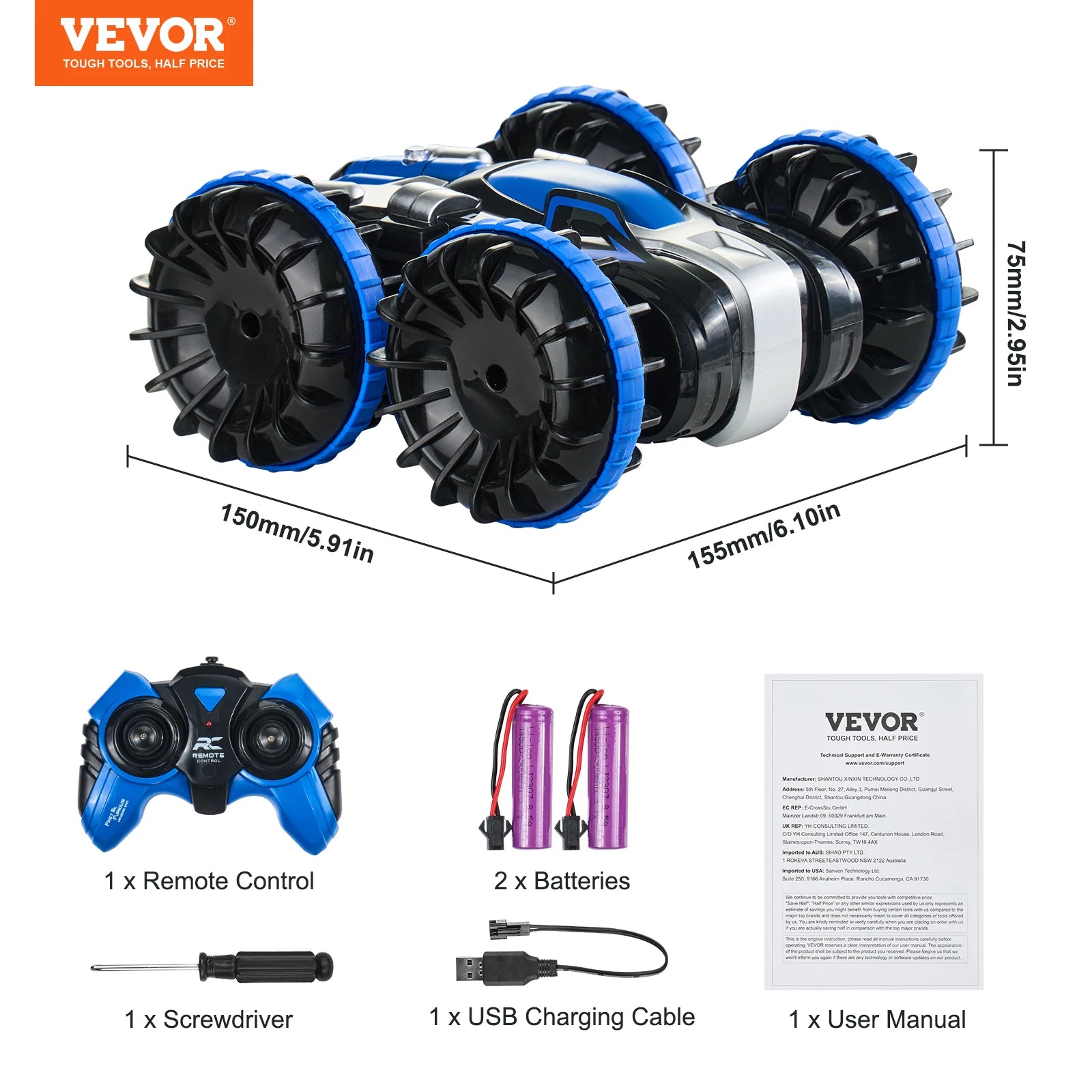 Amphibious RC Car Boat 2.4GHz 12 km/h Electric Remote Control 360°