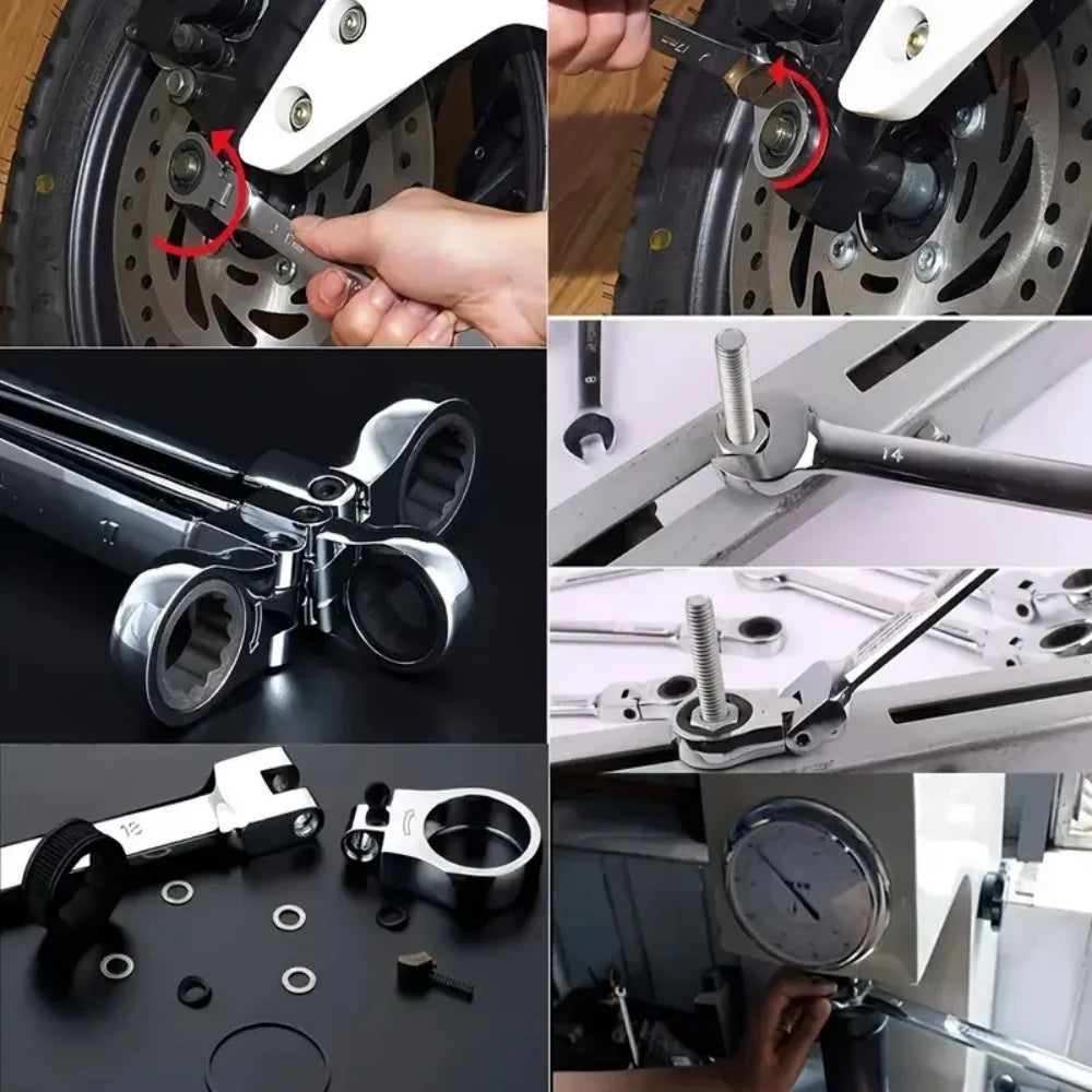 Flexible Ratcheting Combination Wrench Set,6-17mm Metric
