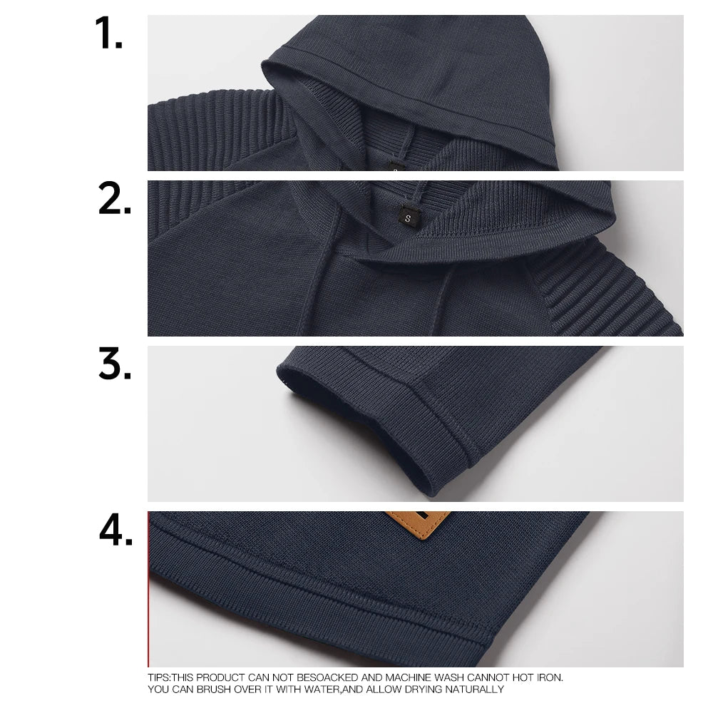 Men's Sweatshirt Spring Casual Knit Pullover Sweater Hoodies Drawstring Hooded