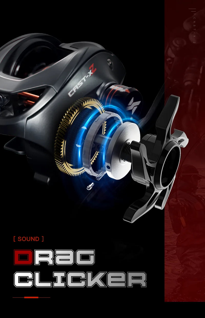 Baitcasting Reel 7.3:1 Hybrid Ceramic Bearing Carbon Fiber Washer Dual Bearing