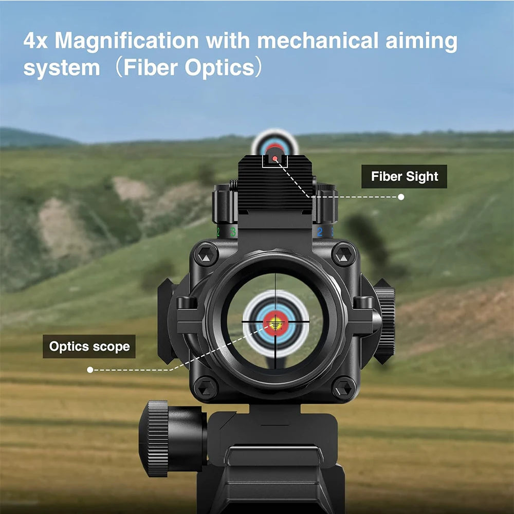 4x32 Tactical Scope with Fiber Optic illuminated Reticle with 20 mm Picatinny Rail