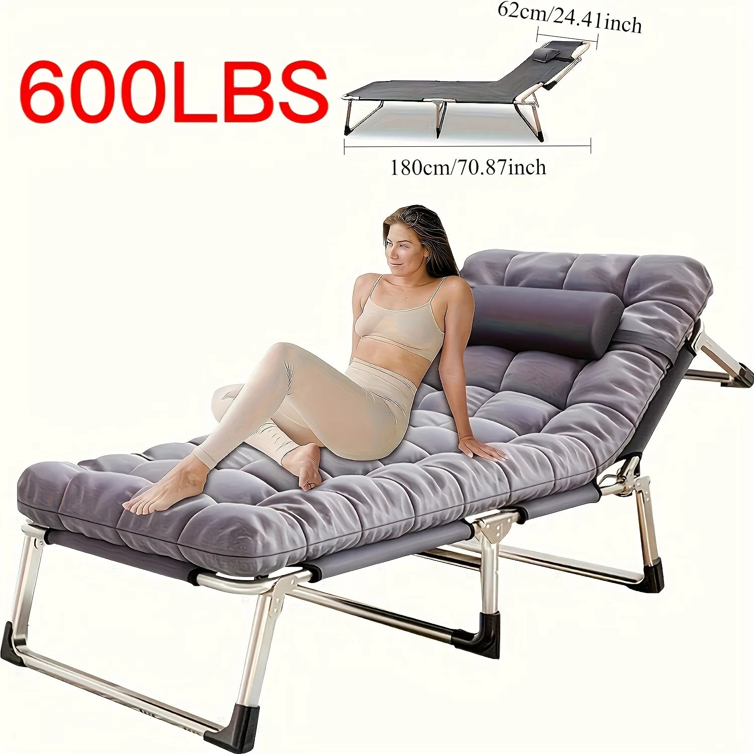 8ft/10ft /600 lbs Heavy Duty Folding Bed, Camping Bed