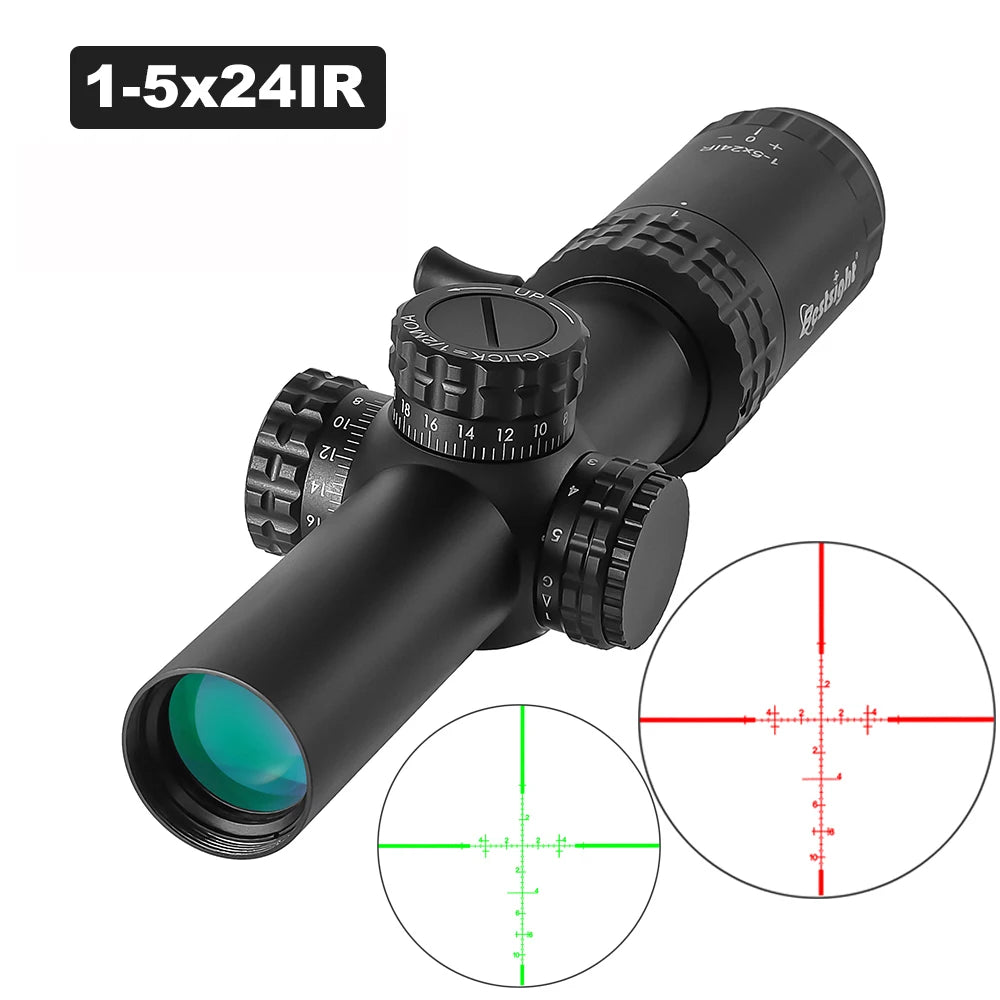 1-5X24 Tactical Optical Scope Red and Green Illuminated  Compact Scope Sight
