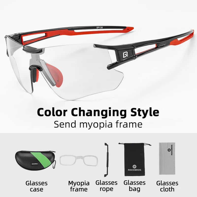 Photochromic Cycling Glasses UV400 Outdoors Sports Bicycle Sunglasses Frameless