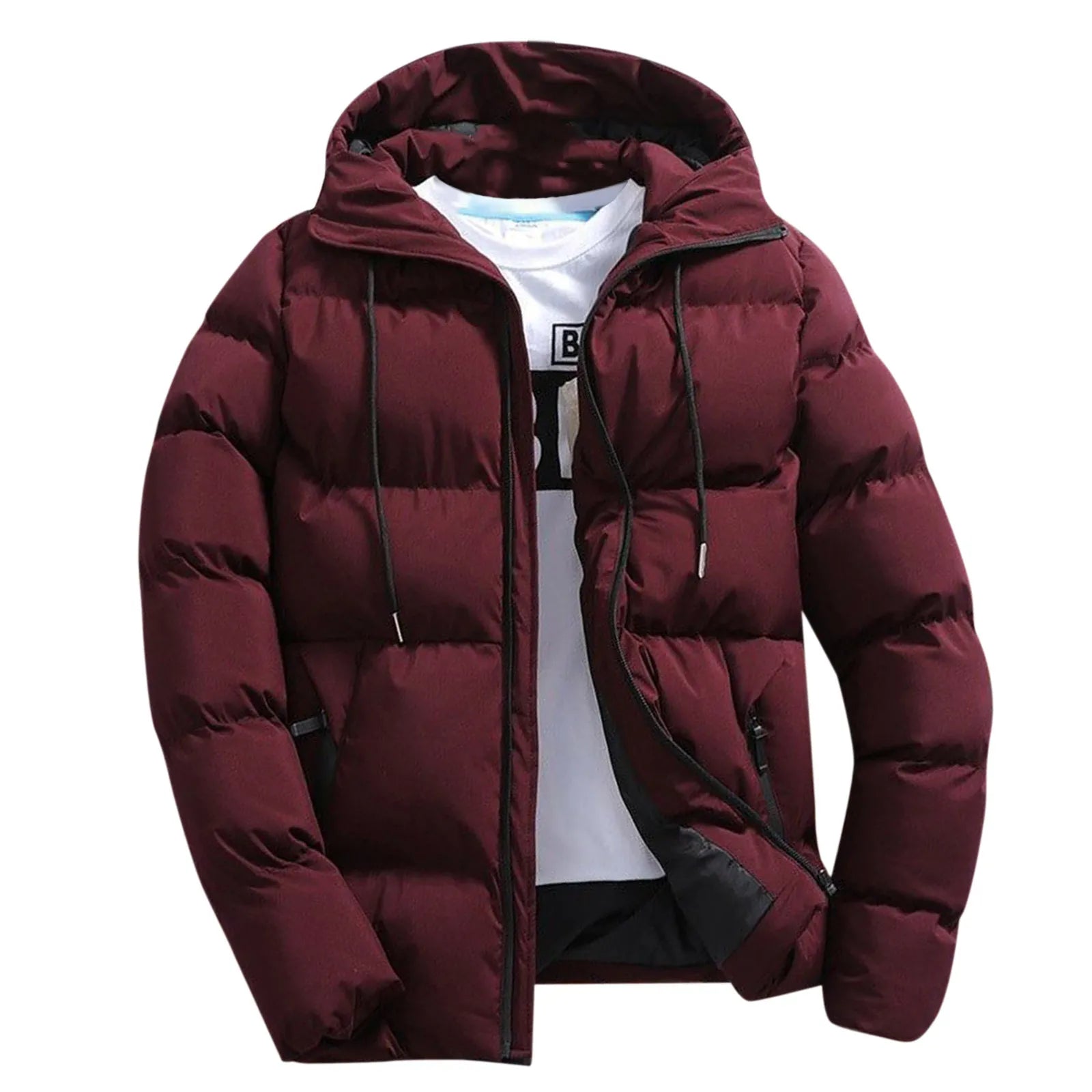 Men's Winter Parkas Versatile Solid Zipper Hooded