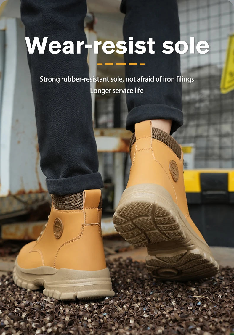 High-top PU anti-smash anti-puncture breathable safety boots