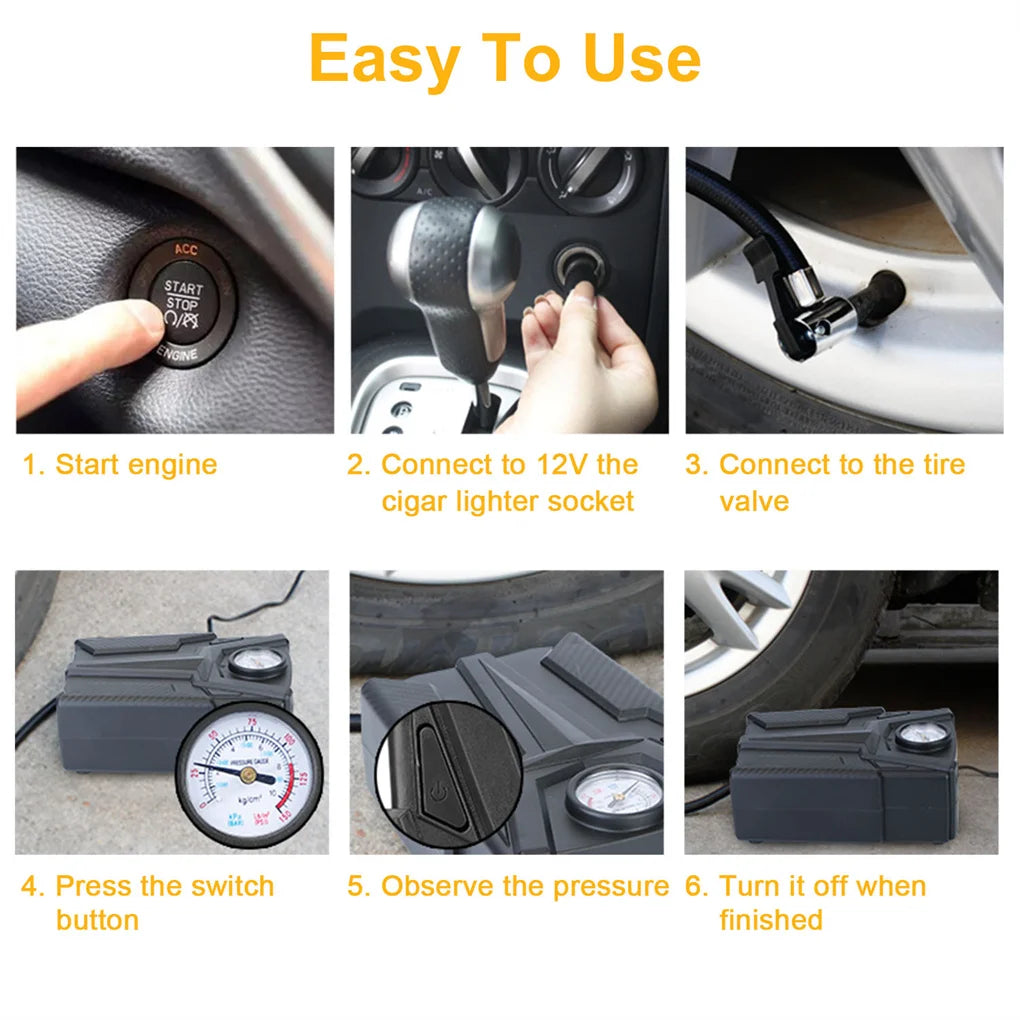 Car Tire Air Pump Portable Air Compressor Pump DC 12V