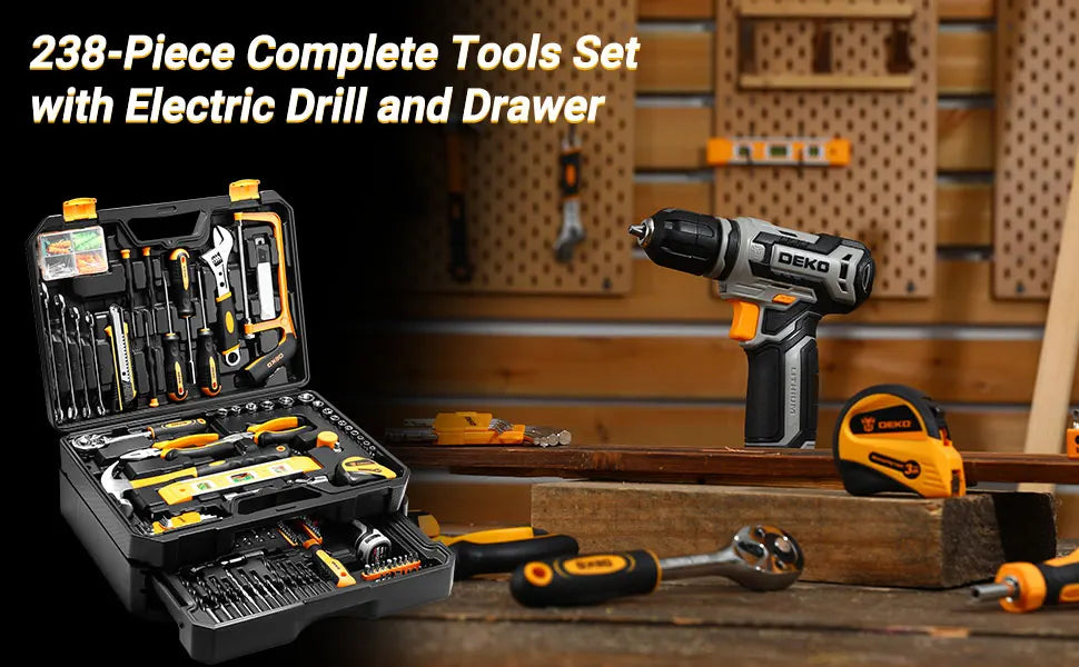 Mechanic Toolbox with 12V Power Cordless Drill