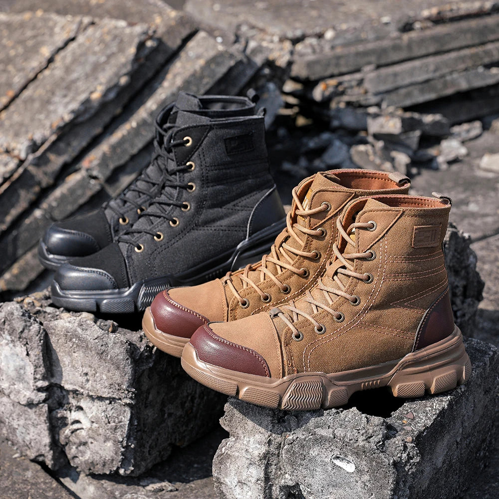 Canvas Light Breathable Work Steel Toe Shoes