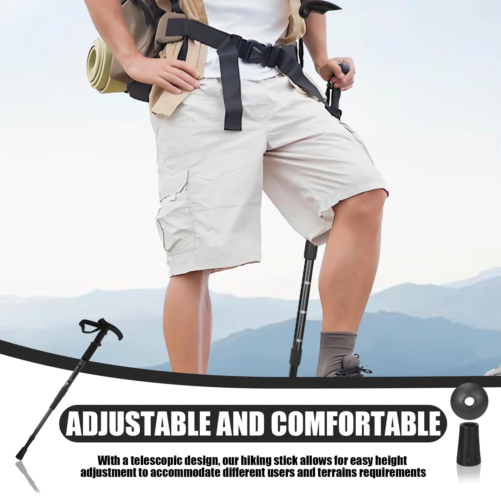54-110cm Hiking Sticks Trekking Poles Mountaineering Telescopic Walking Stick