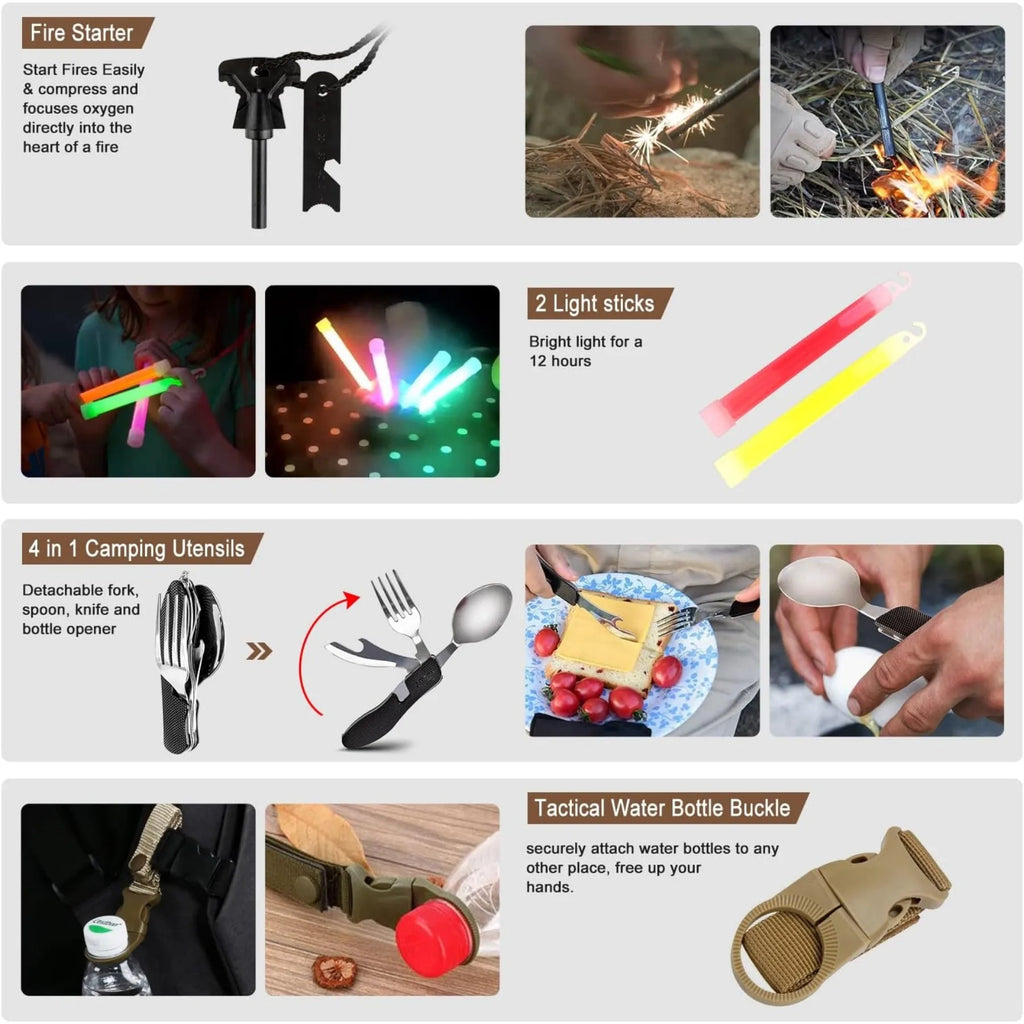 238Pcs Emergency Survival Kit, Professional Survival Gear Tool