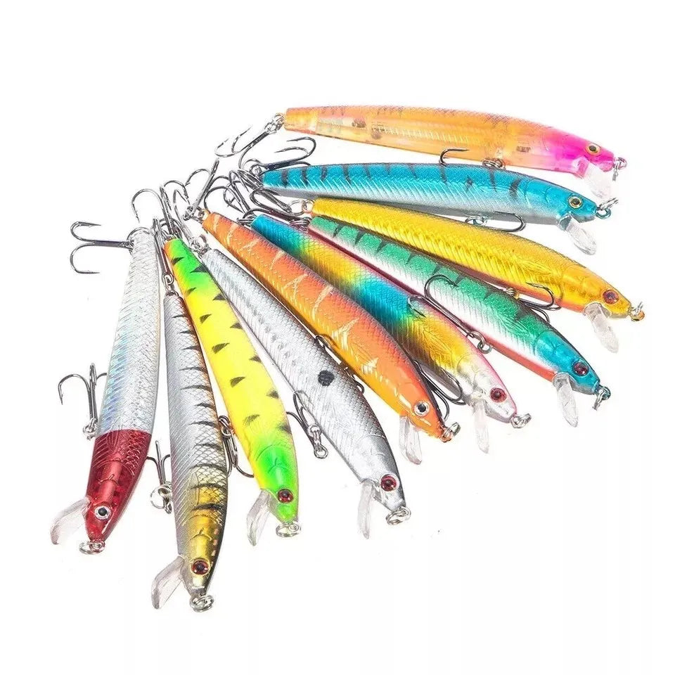 10PCS Minnow Fishing Lure Lifelike CrankBait Hard Bait for Freshwater Saltwater Fishing Carp Fishing Fishing Tackle