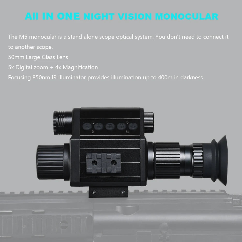 Digital Night Vision Riflescope 940nm IR Scope Sight Monocular 5X Zoom