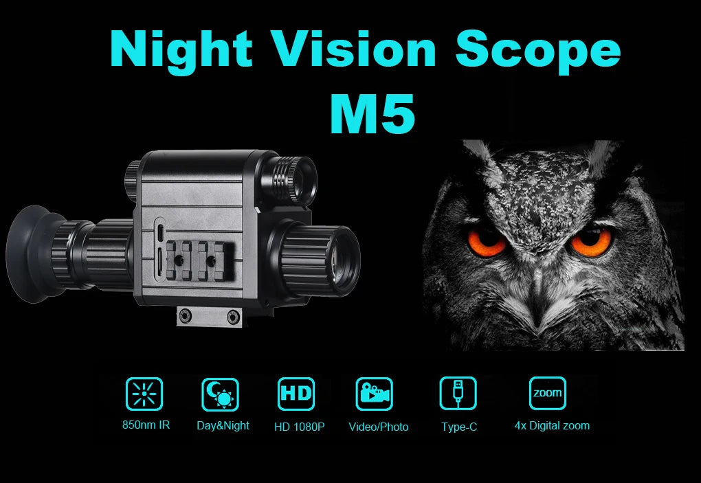 Digital Night Vision Riflescope 940nm IR Scope Sight Monocular 5X Zoom