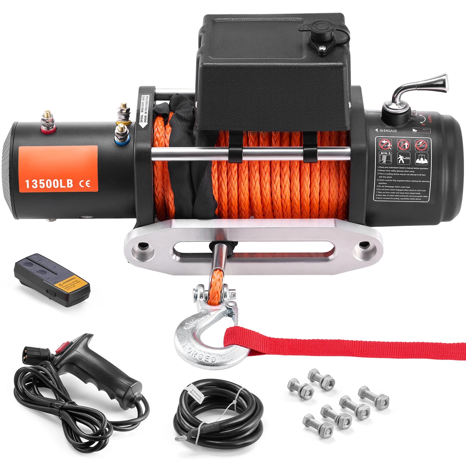 13500lbs Electric Winch Truck Winch with 80ft Synthetic Rope Wireless & Wired Remote Control