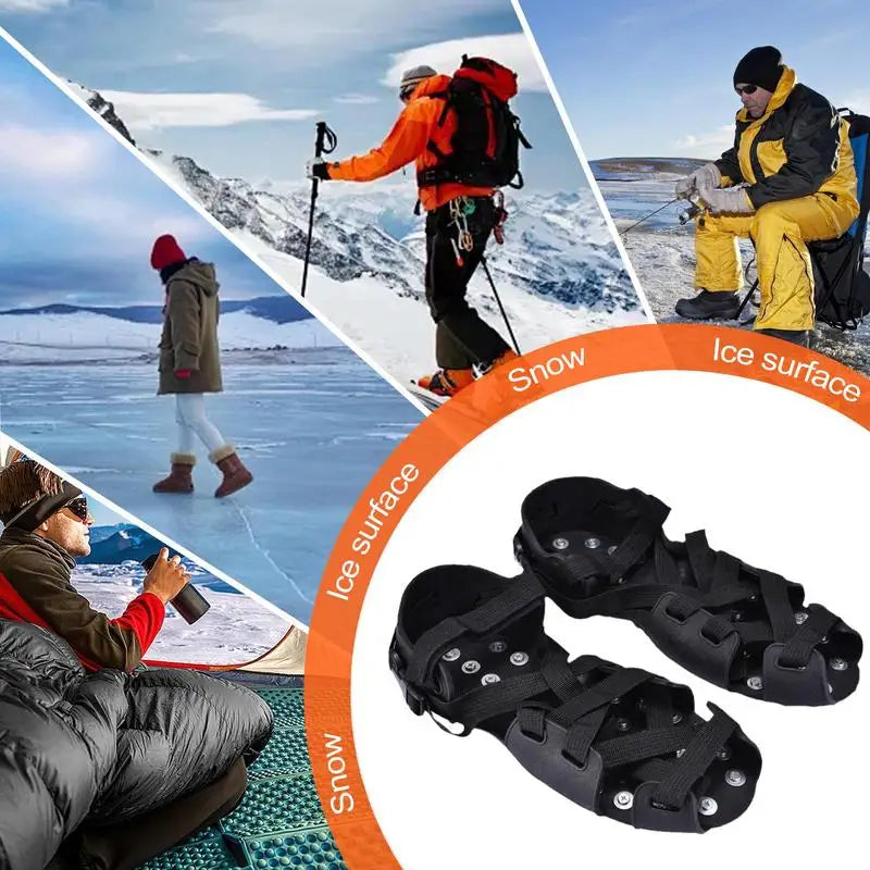 Crampons For Hiking Boots 32-Spikes Crampons Ice Cleats Traction Snow Grips Winter Ice Snow Grips Traction Cleats For Walking
