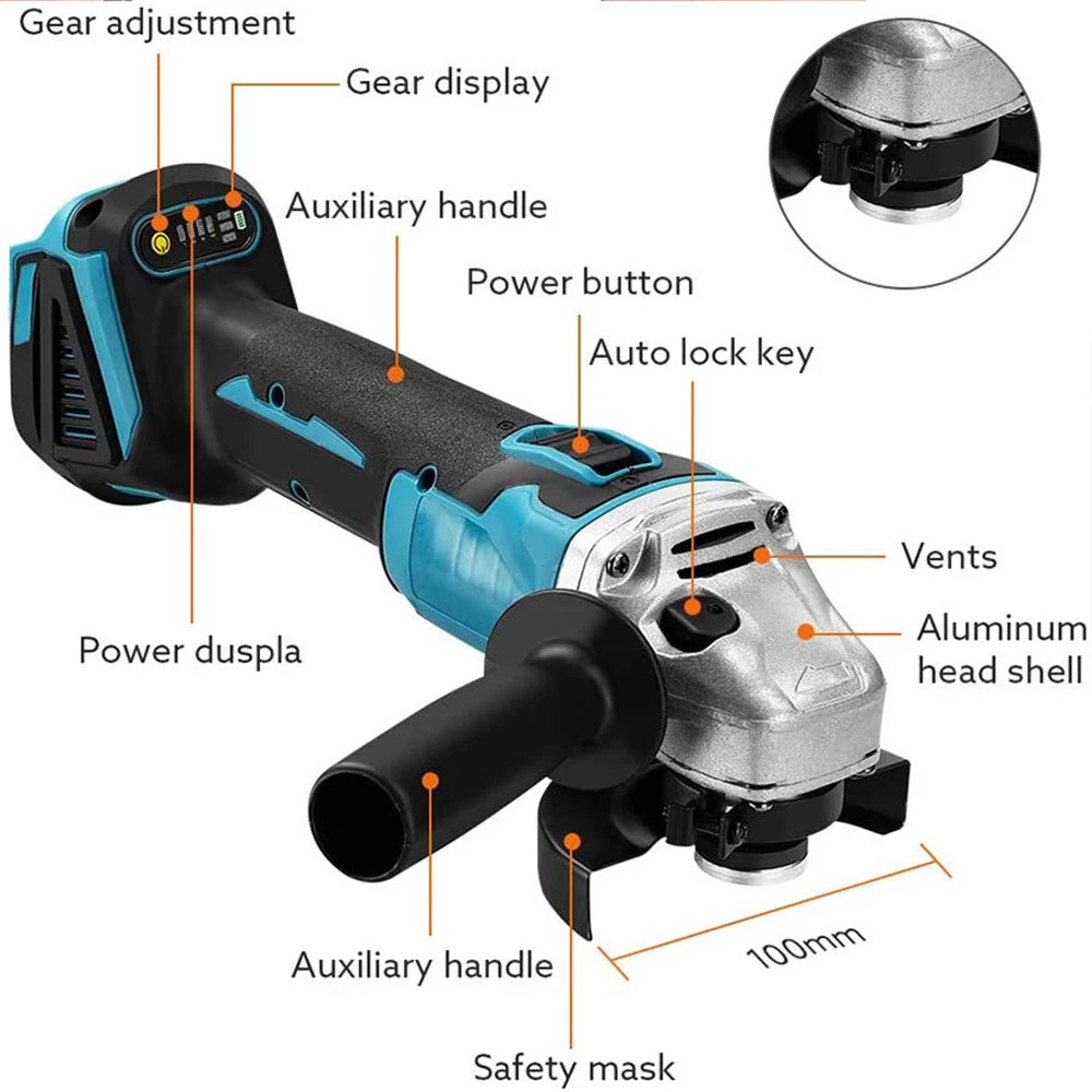 Impact Wrench 125mm Brushless Electric  and Angle Grinder 18V Battery