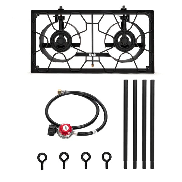 Outdoor Camp Stove High Pressure Propane Gas (Double Burner 150000-BTU)