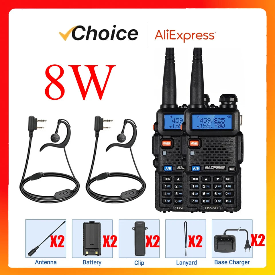 5W 8W High Power Dual Band Two Way Radio Long Range Handheld Portable Walkies Talkies