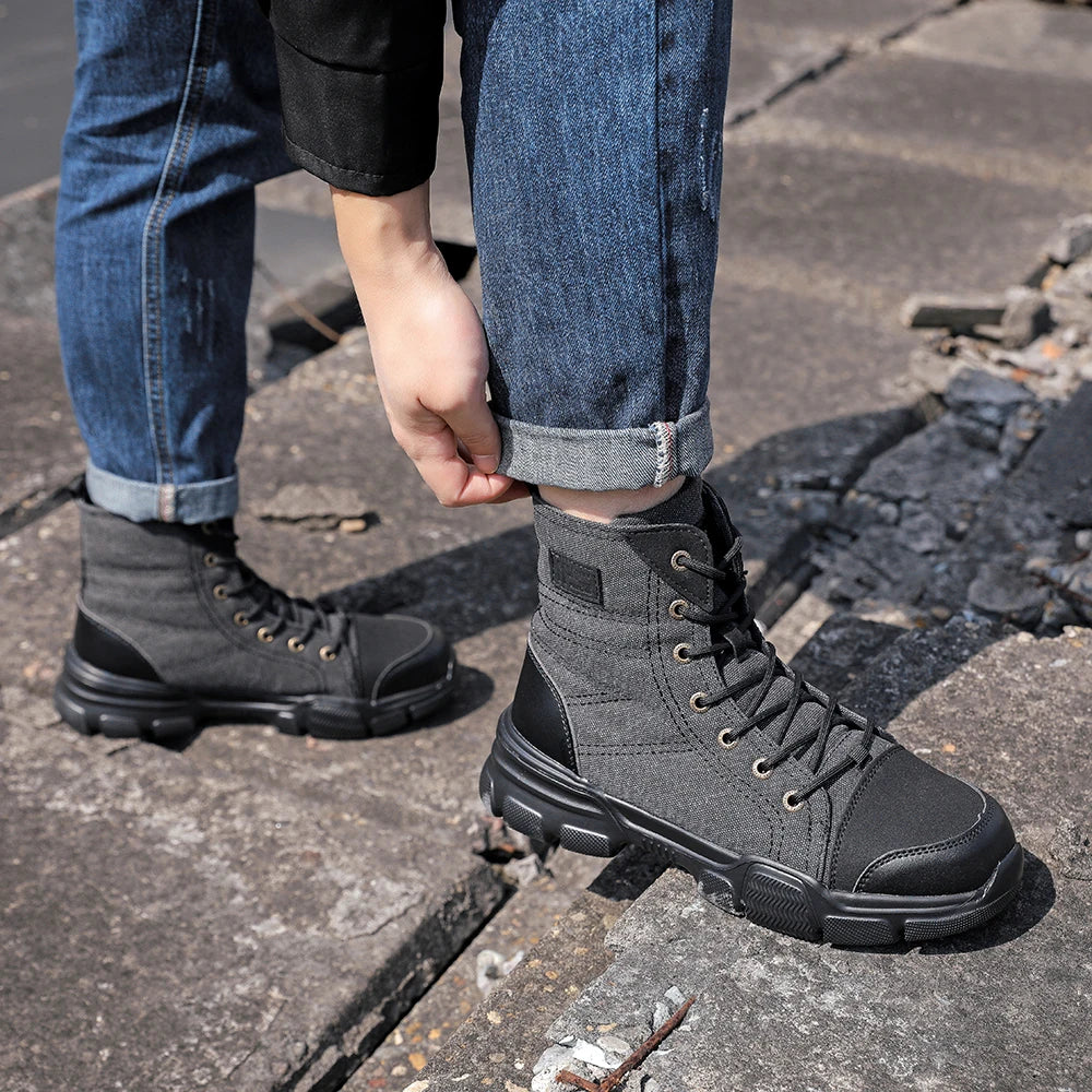 Canvas Light Breathable Work Steel Toe Shoes