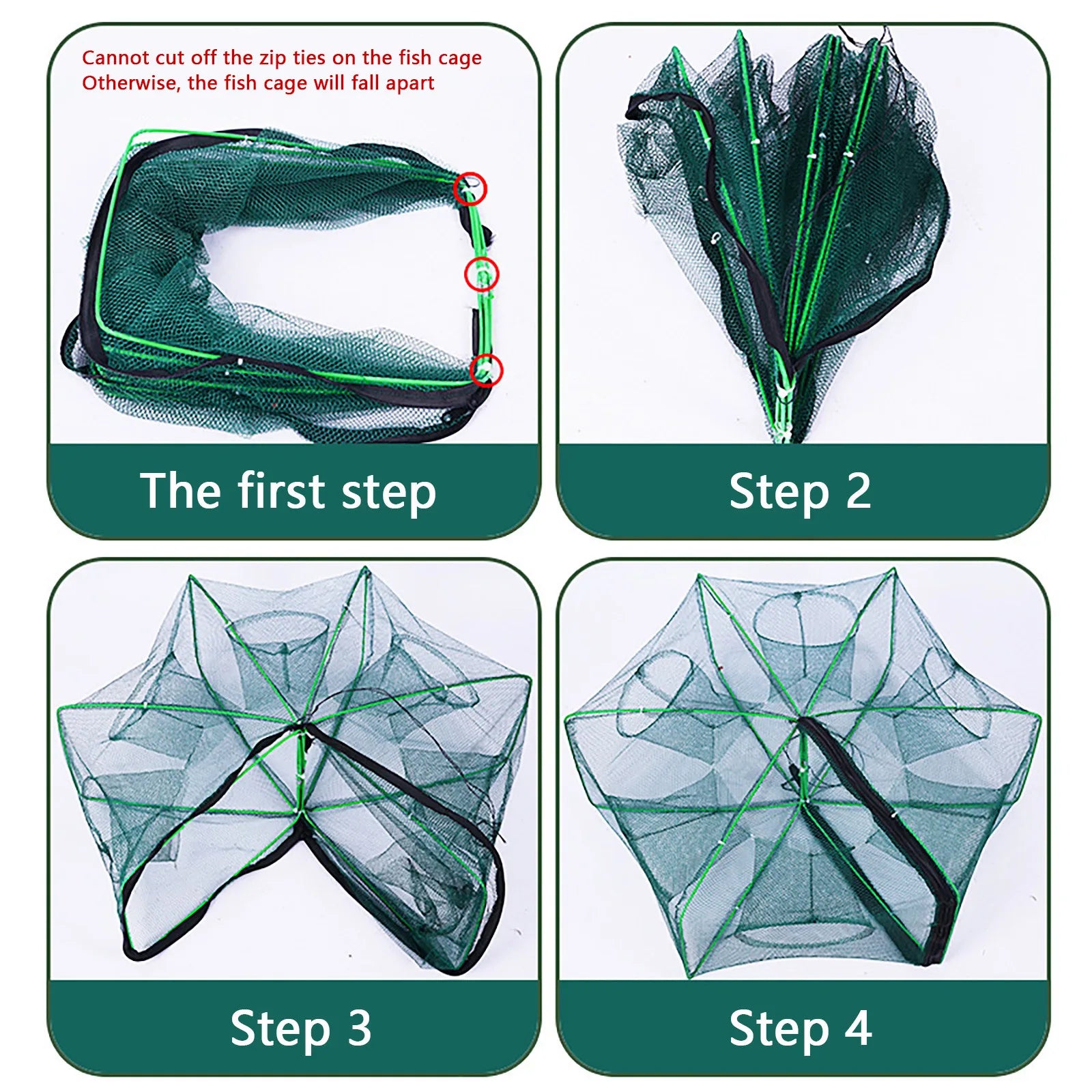 Folding fish cage trap fishing tool kit fish shrimp crayfish crab fishing net nylon material