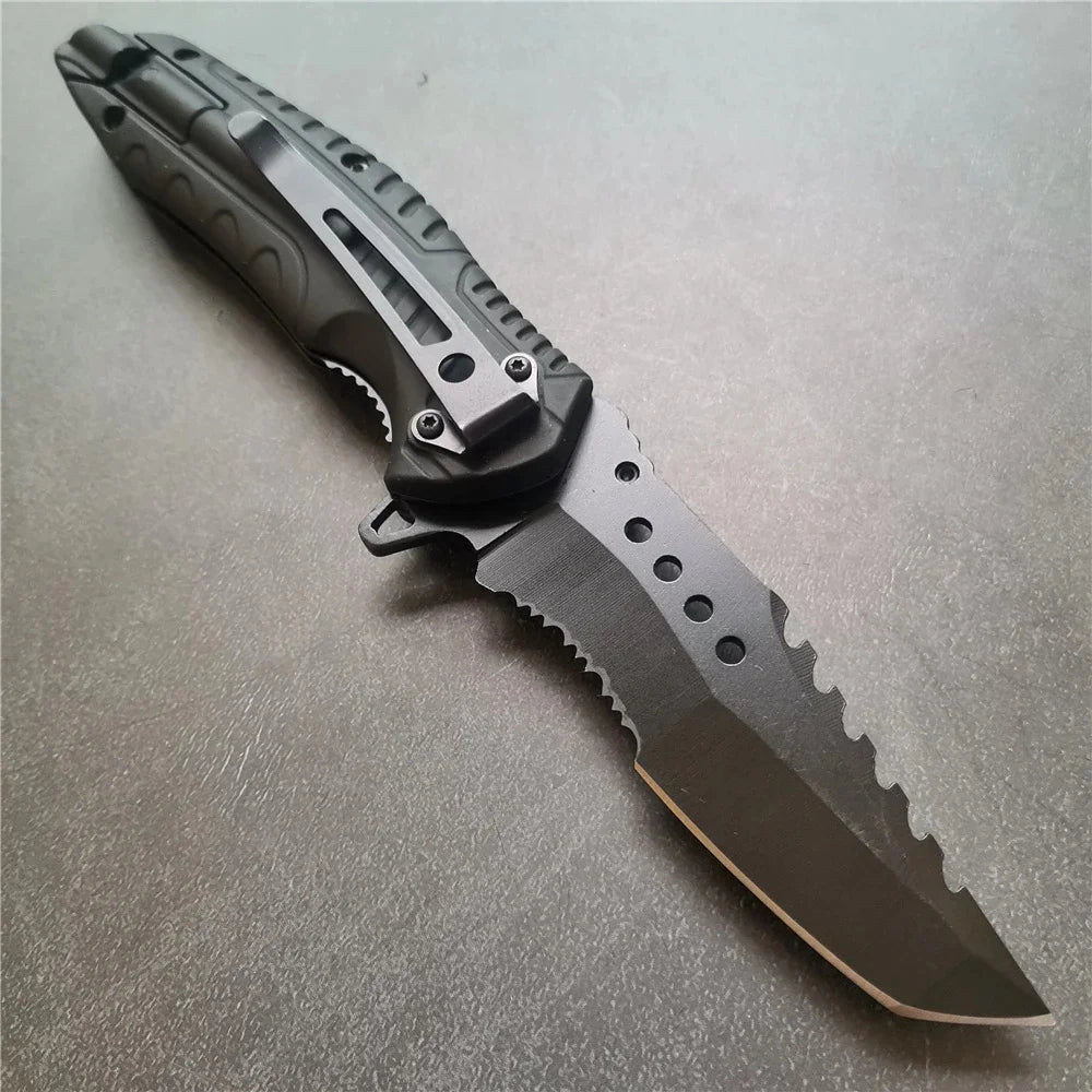 Tactical Folding Knife with Serrated Blade, Glass Breaker