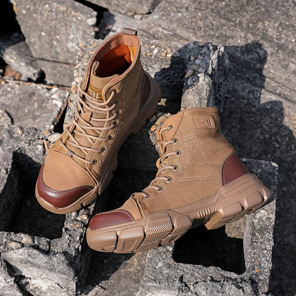 Canvas Light Breathable Work Steel Toe Shoes