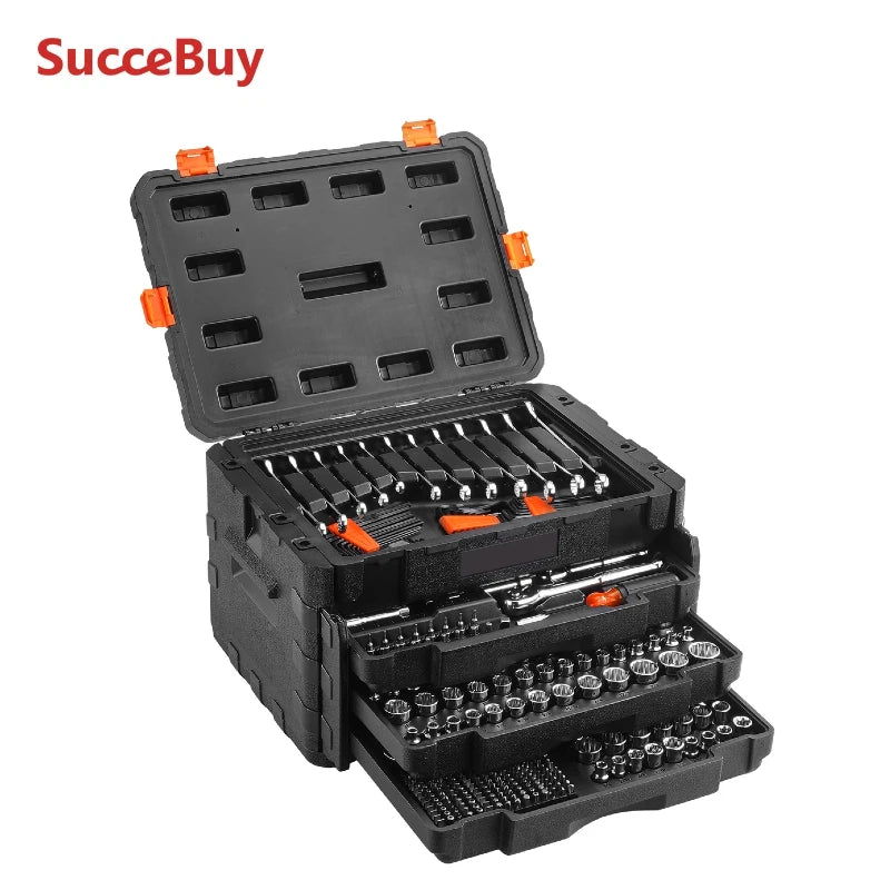 Mechanics Tool Set and Socket Set 1/4" 3/8" 1/2" Drive Deep Standard Sockets 450 Pcs