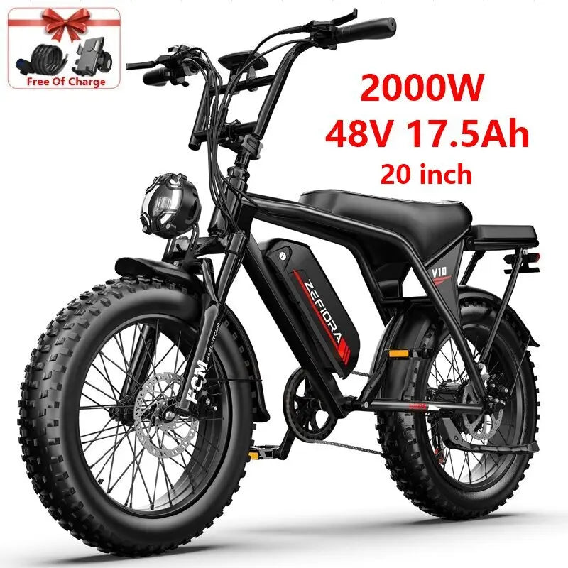 14 20 inch Electric fat bike 1000w 2000w 30-50MPH 30-60Miles Adjustable front brake seat,For Cycling Electric Bicycle