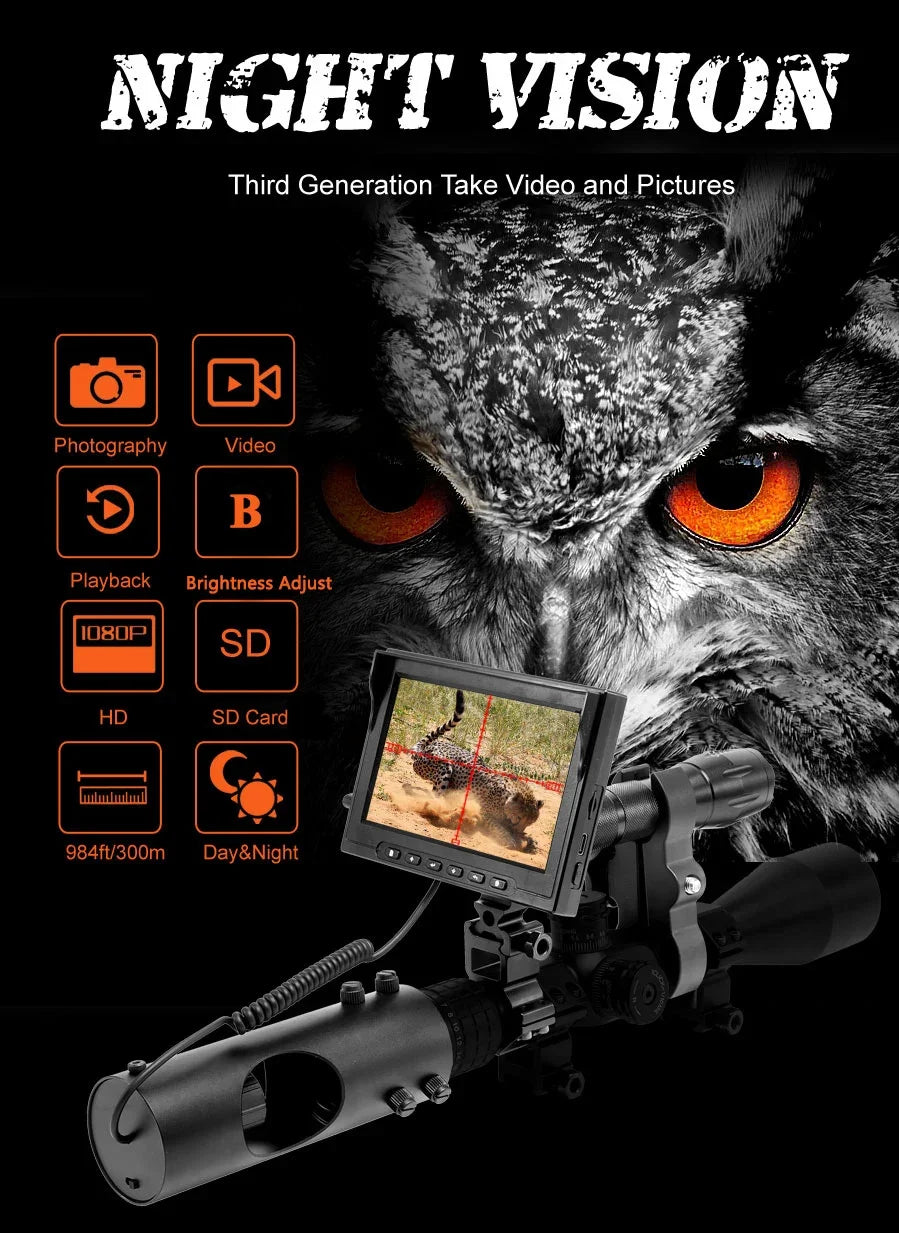 Night Vision Riflescope Hunting Scopes 850nm Infrared LED IR Waterproof Night Vision Hunting Camera