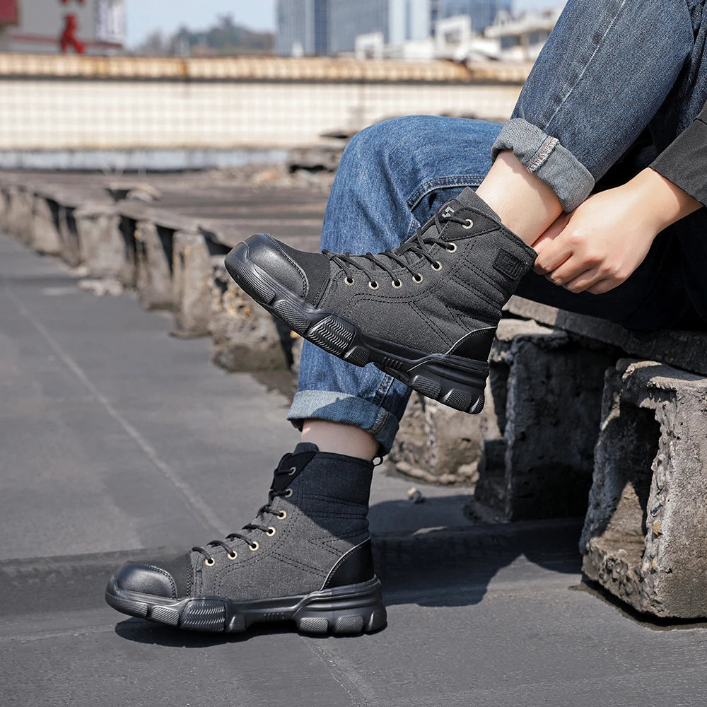 Canvas Light Breathable Work Steel Toe Shoes