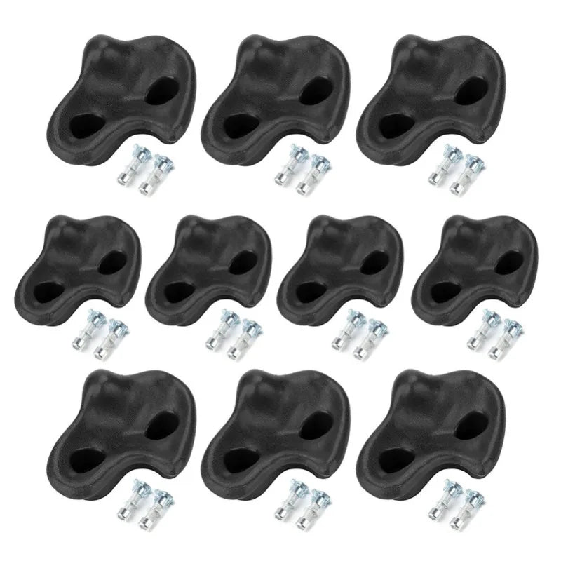 10PCS Plastic Textured Rock Climbing  Rocks Wall  Kids Assorted Kit Bolt Black