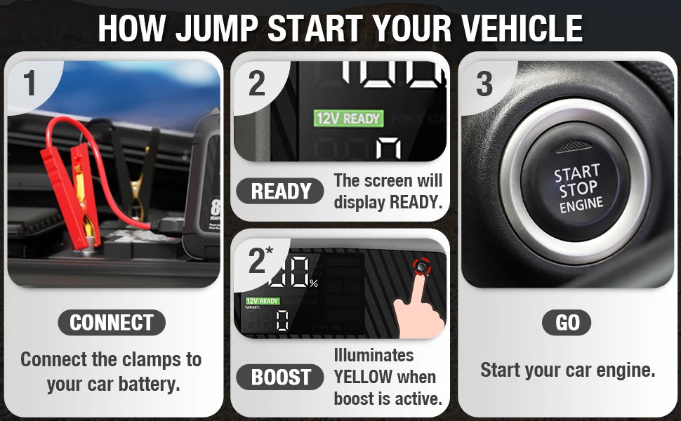 8000A Jump Starter 12V Car Battery Device, Portable Power Supply With Inflation Pump
