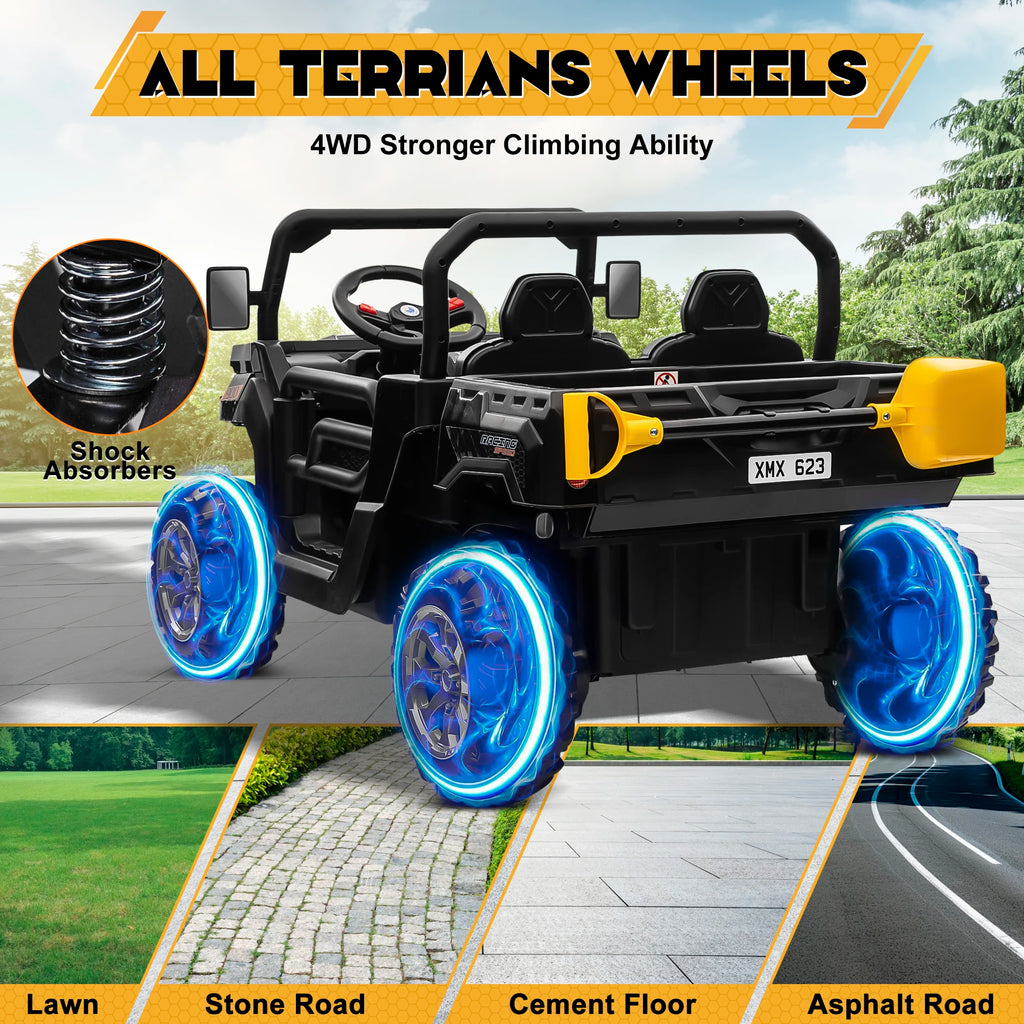 24V Ride on Dump Truck, 2 Seater Kids UTV Electric Car w/2.4G Remote Control, 4 Wheeler,
