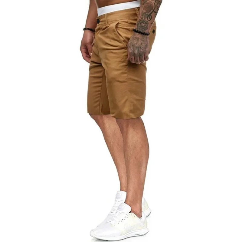 Men s  Fit Cargo Shorts with Pockets Knee Length Casual Solid Color