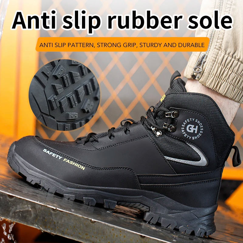 Men Steel Toe Work Shoes Anti-smash Anti-puncture